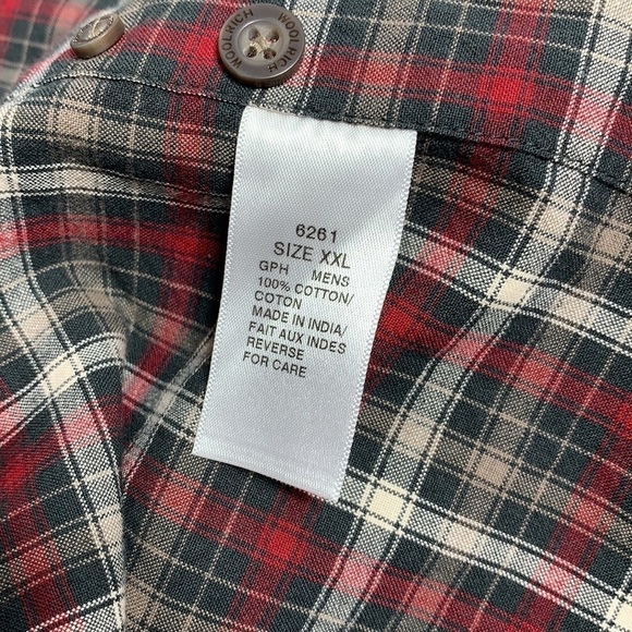 MEN'S Woolrich Milepost Red Black Plaid Button Down Long Sleeve Shirt Size XXL - Picture 6 of 6